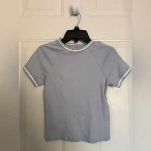 Light Blue Women’s Ringer Tee with White Trim